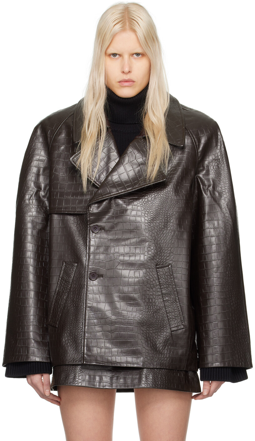 

Коричневое пальто из искусственной кожи Jackie The Frankie Shop