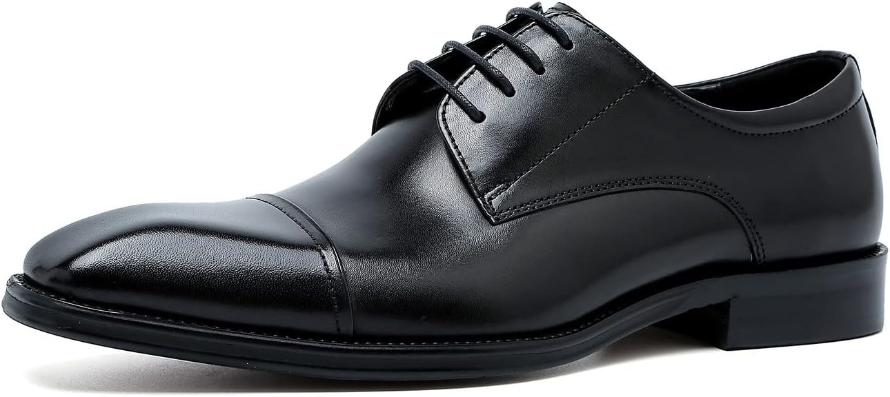 

Мужские оксфорды формальные классические туфли с закрытой шнуровкой и носком, дерби из натуральной кожи, модные, удобные, для костюмов, делового и повседневного ношения, на выпускной, свадьбу и торжественные мероприятия Santimon, черный
