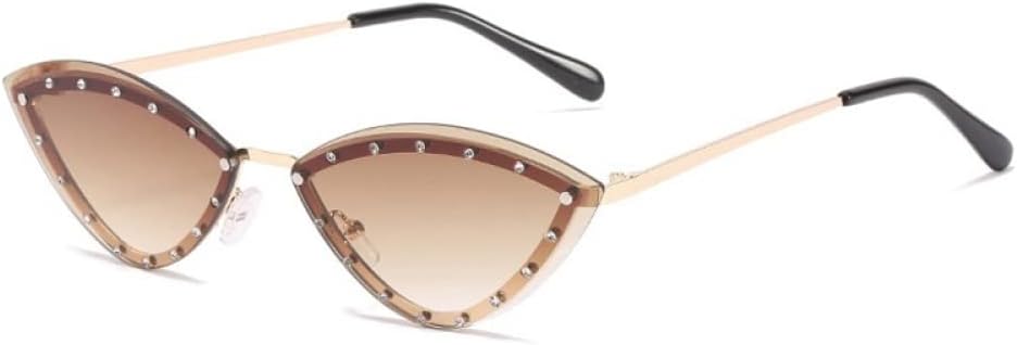 

Треугольные солнцезащитные очки без оправы из сплава, блестящие хрустальные солнцезащитные очки для женщин, уникальные, элегантные, зеленые, со стразами MTZJH, Gold Tea