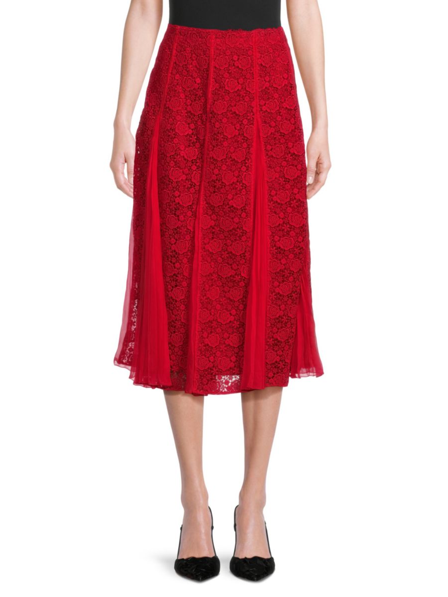 

Юбка миди из розового кружева Valentino, красный