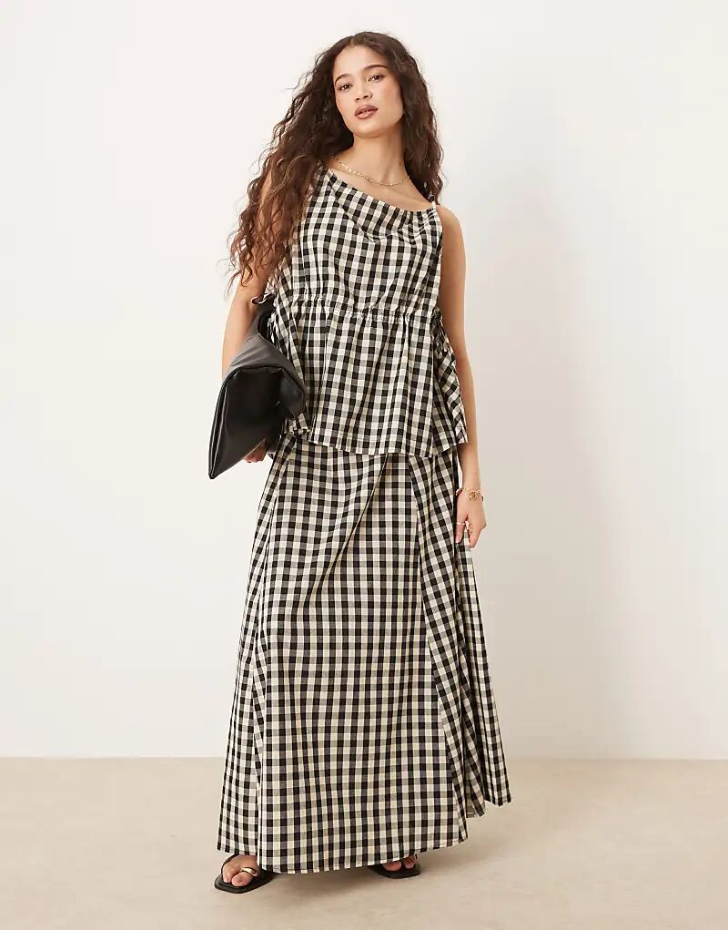 

Юбка макси в клетку VRG GRL Hanni Gingham черного цвета — часть комплекта