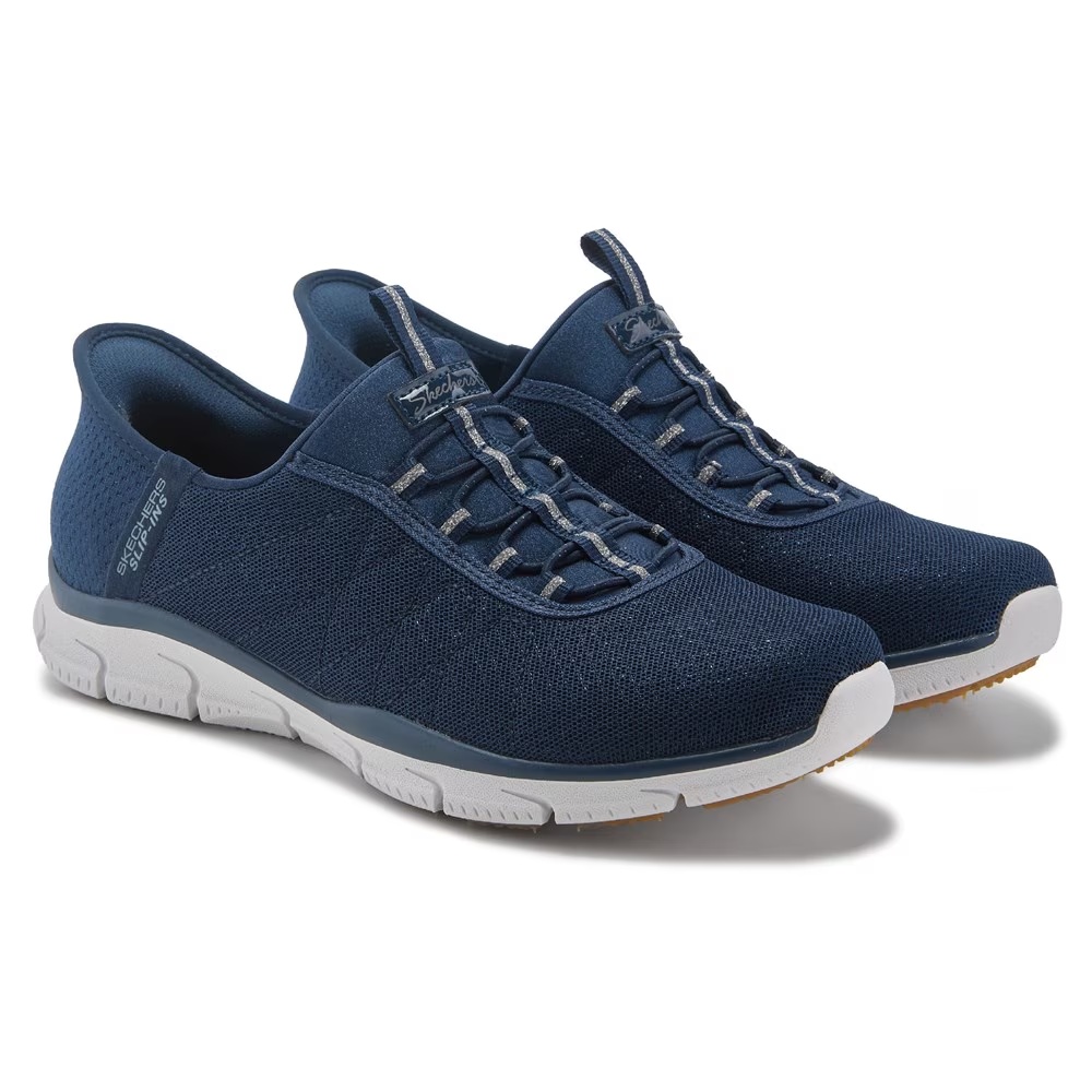 Кроссовки на резинках Slip-Ins brilliance - night shift bungee sneaker Skechers, navy sparkle
