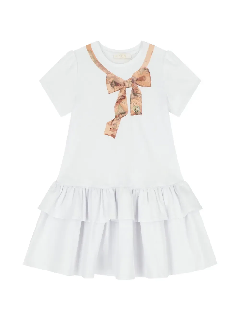 Платье с оборками и бантом Alviero Martini Kids, белый