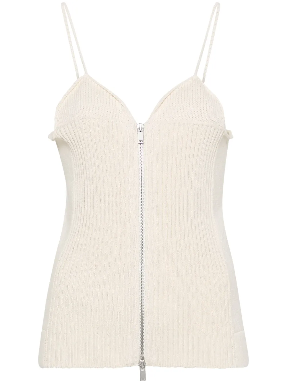 

Топ в рубчик с V-образным вырезом JIL SANDER, нейтральный