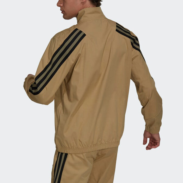 Куртка adidas M Future Icon Contrasting Colors Stripe Splicing Woven Stand Collar Sports Logo Jacket Khaki, мультиколор — фото 3