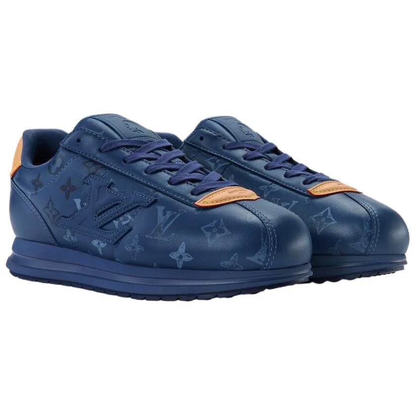 LOUIS VUITTON Кроссовки низкие мужские casual из мягкой коровьей кожи blue, коллаборация nigo — фото 4
