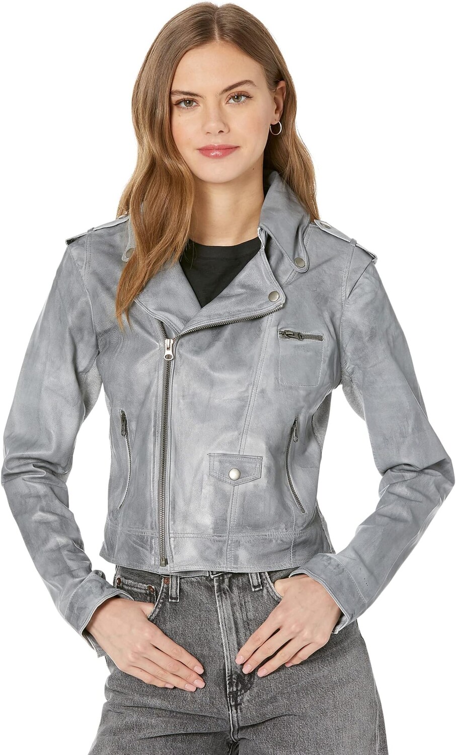 

Куртка jakett NEW YORK Piper Moto Jacket Patina Leather, цвет Steel