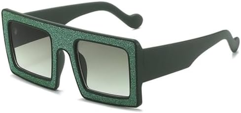 

Крупные квадратные солнцезащитные очки для женщин с кристаллами и крупной оправой, блестящие солнцезащитные очки с бриллиантами и защитой от УФ-излучения UV400 MTZJH, Green