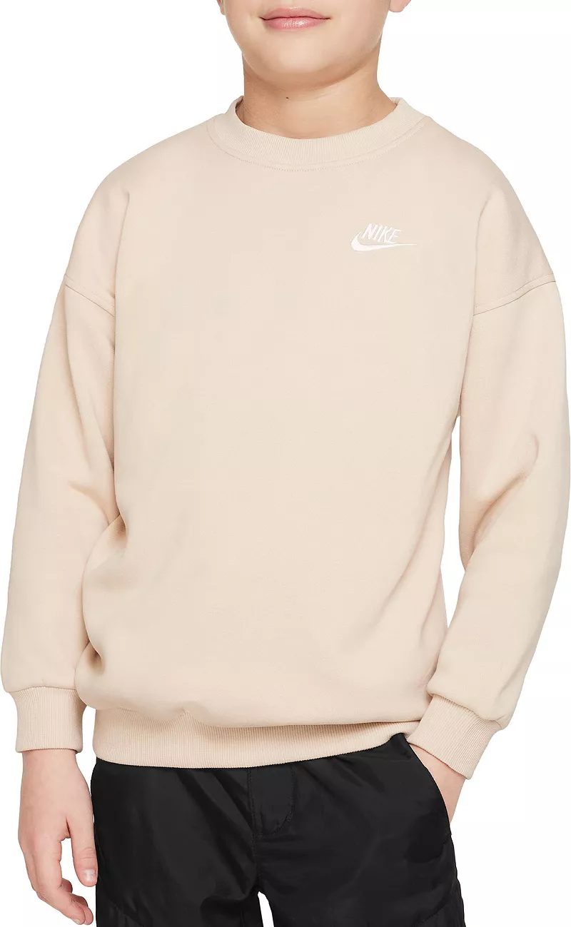 

Большой флисовый свитшот Nike Sportswear Club для девочек, цвет Sanddrift