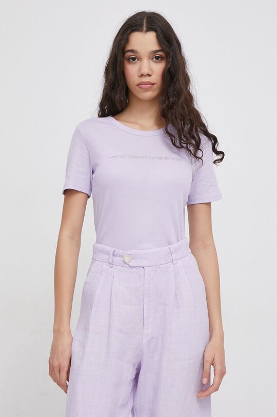 

Хлопковая футболка United Colors of Benetton, фиолетовый