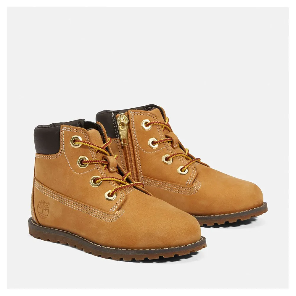 Детские ботинки Timberland Pokey Pine кожаные с боковой молнией, коричневый — фото 4