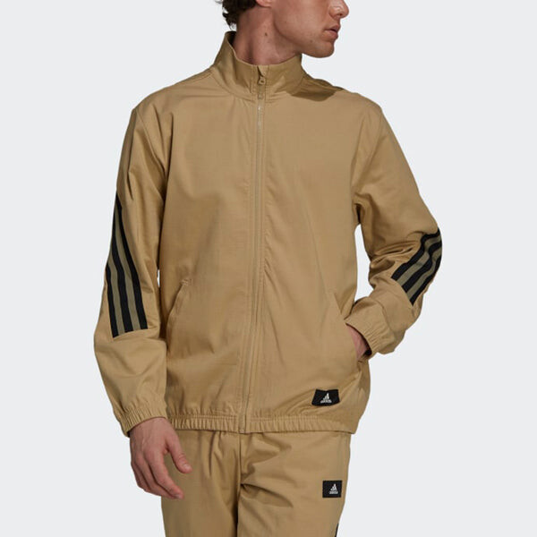 Куртка adidas M Future Icon Contrasting Colors Stripe Splicing Woven Stand Collar Sports Logo Jacket Khaki, мультиколор — фото 2