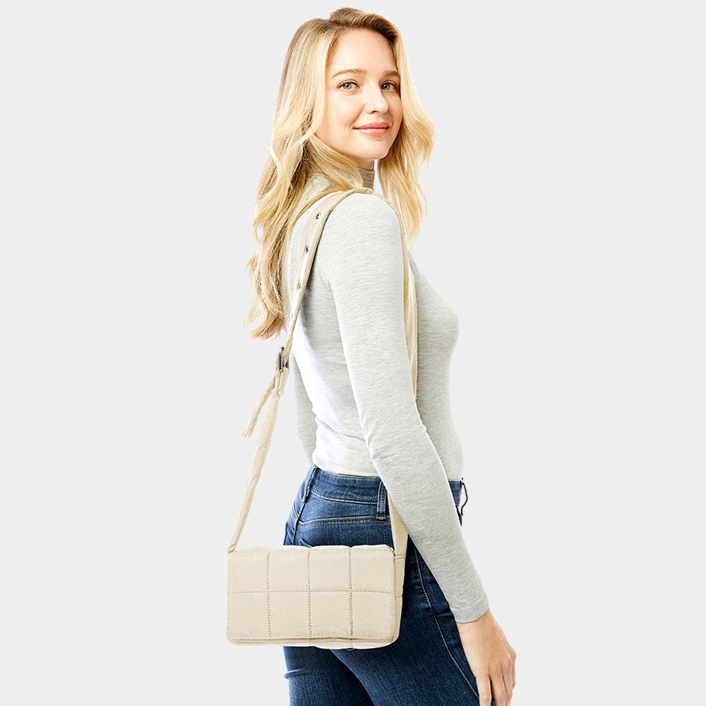 

Стеганая пуховая сумка через плечо FASHNZFAB, бежевый