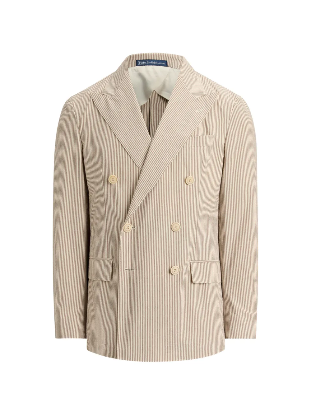 

Двубортный пиджак в полоску Polo Ralph Lauren, бежевый