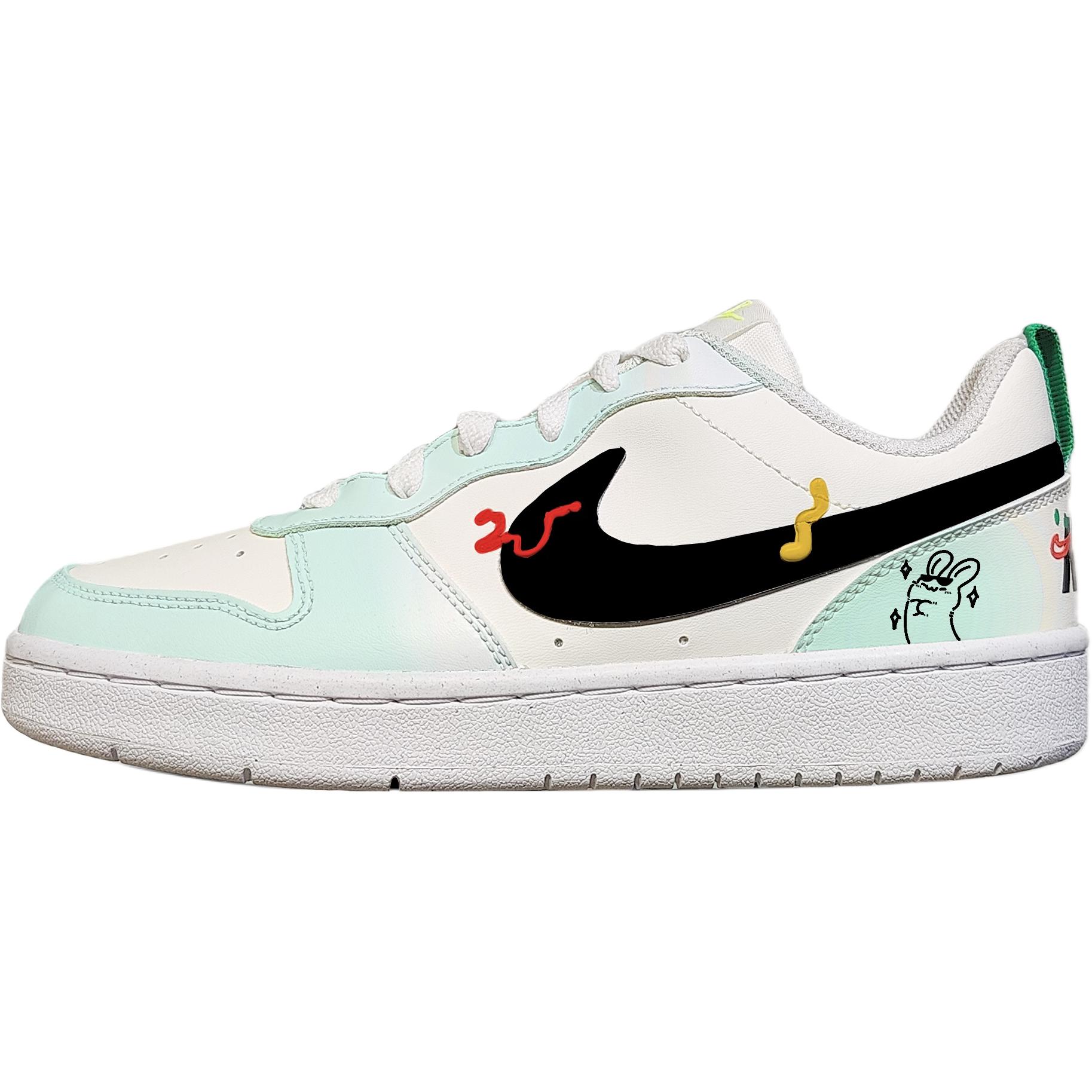 

Nike Court Borough устойчивые к истиранию нескользящие низкие детские скейтбординг кроссовки Light Green для подростков