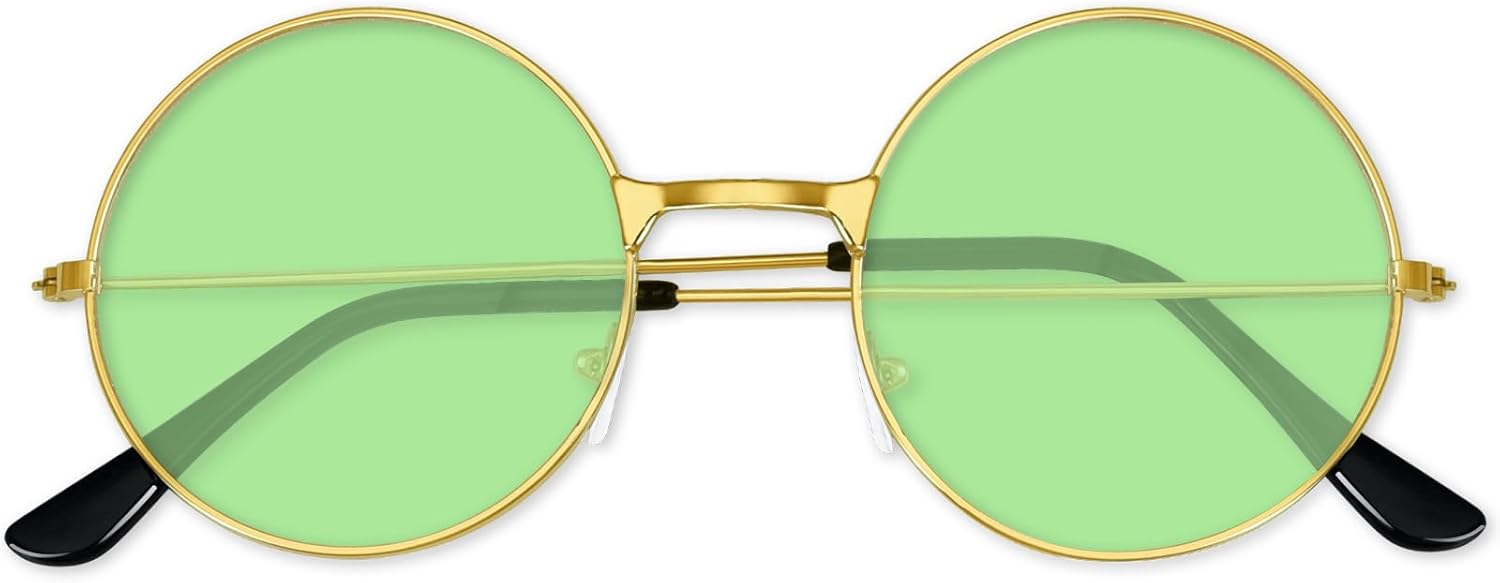 

Солнцезащитные очки в стиле хиппи 70-х годов, круглые, для вечеринки, украшение, солнцезащитные очки для женщин с цветной салфеткой для протирки очков BOUBONI, A13-light Green