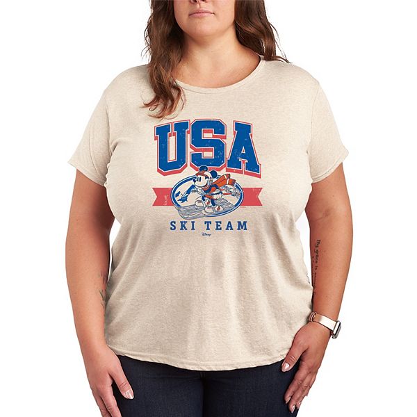 

Футболка Plus size с принтом Mickey Mouse USA Ski Team Disney, Beige