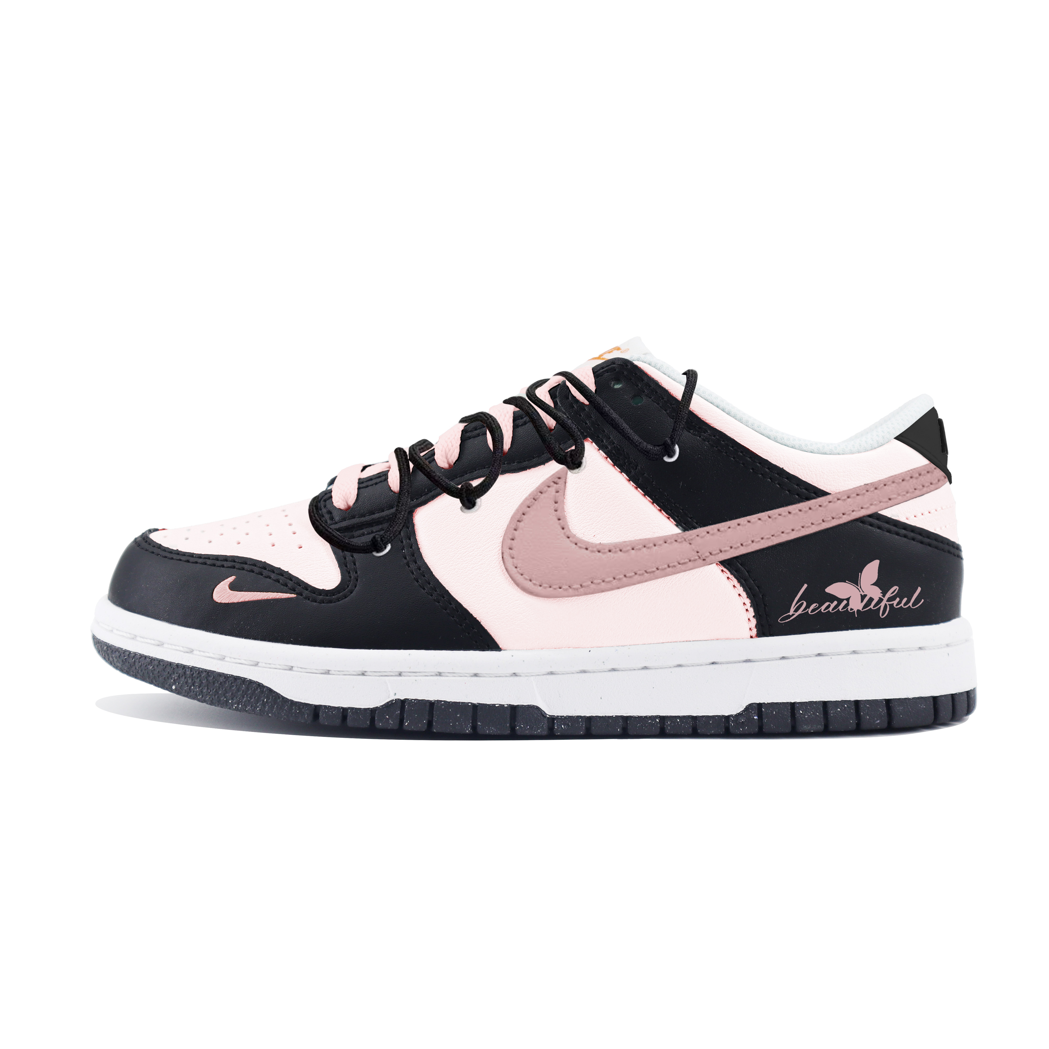 

Dunk Butterfly Красивые противоскользящие износостойкие низкие детские кроссовки для скейтбординга для подростков Nike, черный/розовый