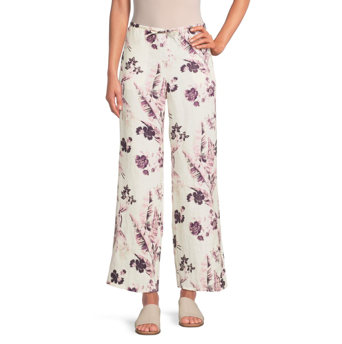 

Брюки с цветочным принтом из 100% льна Saks Fifth Avenue, цвет Floral Mauve
