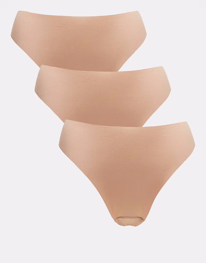 

ASOS DESIGN 3 пары трусов-бразильеров без VPL бежевого цвета