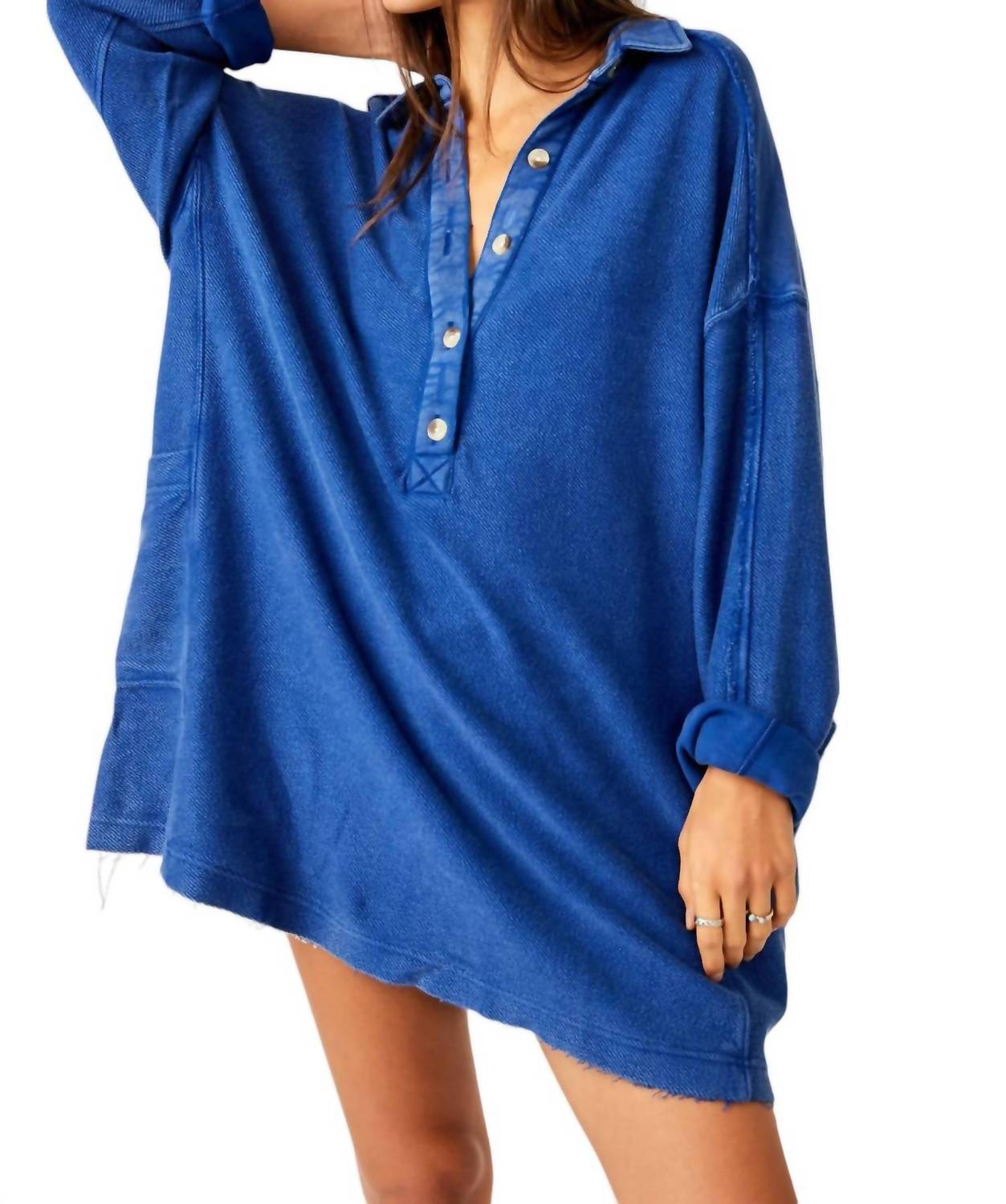 

Рубашка Willow Polo Top In Rinsed Cobalt Free People, Rinsed Cobalt