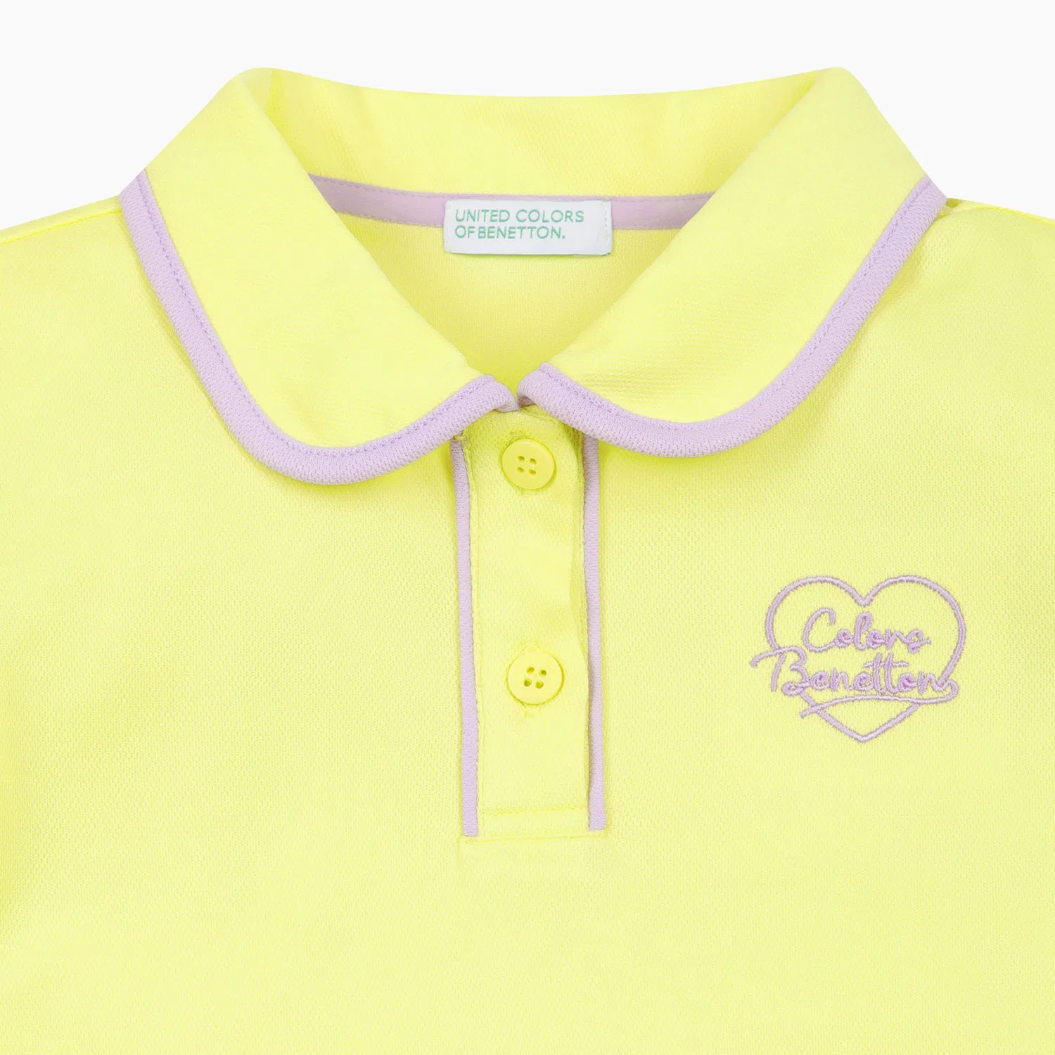 Детское плиссированное платье-поло Color Pop жёлтое от Benetton Kids — фото 2
