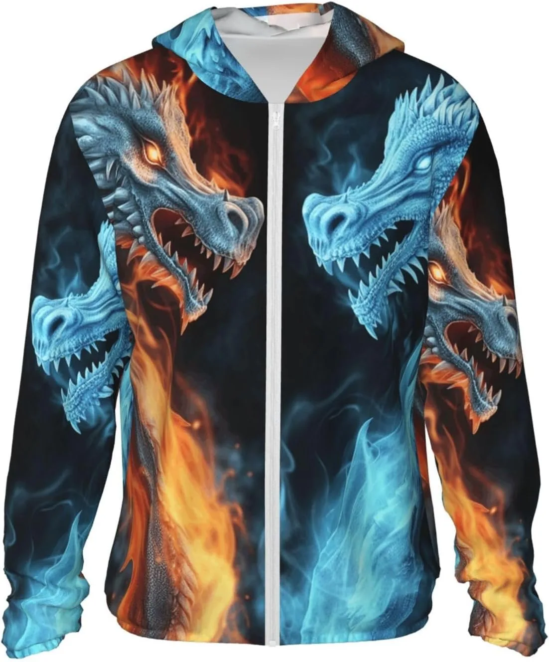 

Мужская толстовка с защитой от солнца UPF 50+ на молнии, с длинным рукавом и принтом Ice and Fire Dragons FHEBNDS