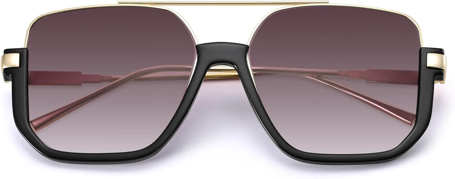 

Солнцезащитные очки COASION Oversized янтарного цвета для женщин, полуободковые, в стиле «пилот», квадратной формы, в стиле 70-х, Gold Black Frame/Gradient Gray Lens