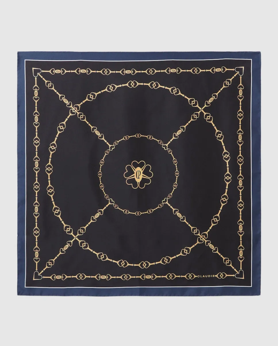

Квадратный женский платок с узором Claudie Pierlot, темно-синий