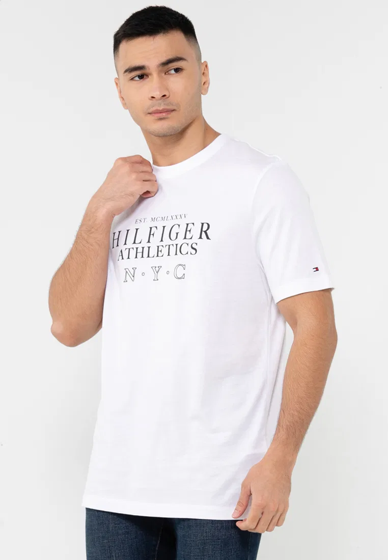 Футболка с коротким рукавом, Athletic Stack Tee, Tommy Hilfiger, белый