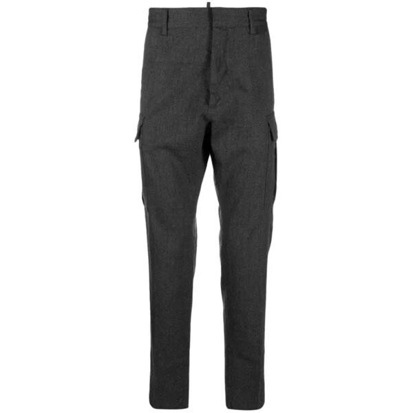 

Брюки mid-rise grey tapered-leg trousers Dsquared2, черный