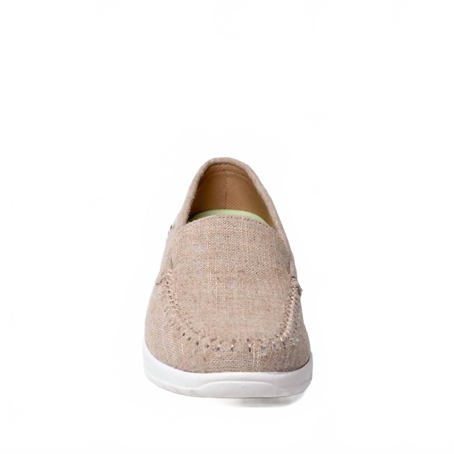 Женские мокасины Discover из хлопка натурального цвета Minnetonka — фото 3