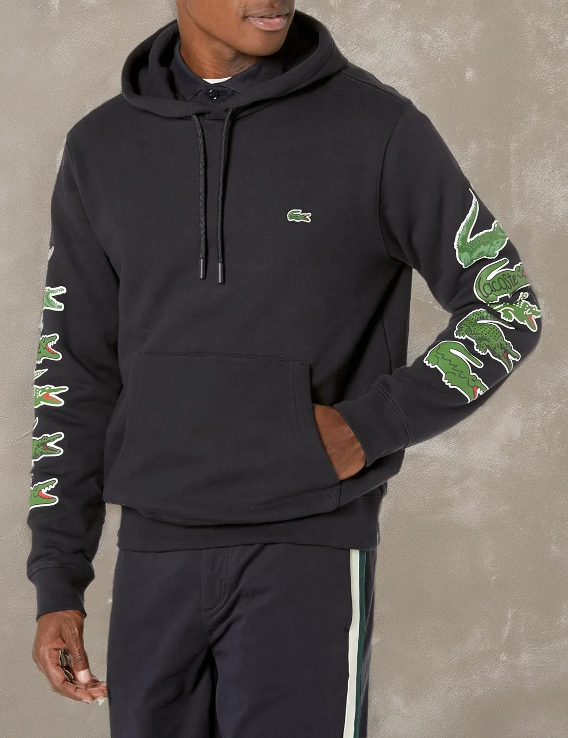 Мужская толстовка Lacoste с контрастной отделкой под крокодиловую кожу, Abysm — фото 3
