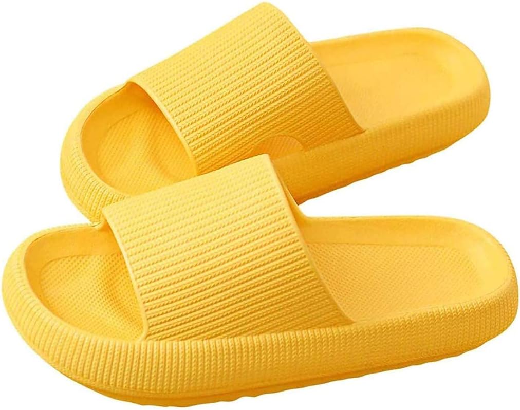 

Супермягкие домашние тапочки с нескользящей подошвой, унисекс, пляжные с нескользящей толстой подошвой, открытым носком, быстросохнущие утолщенные нескользящие сандалии Juucwout, желтый