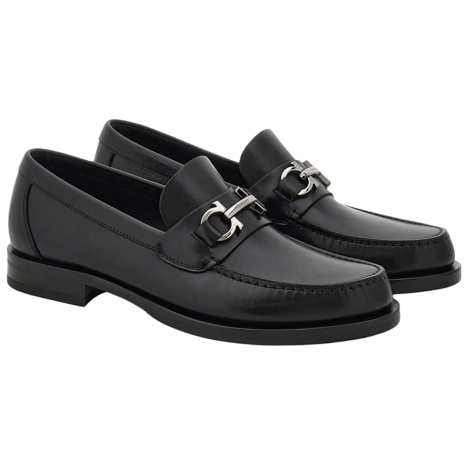 Лоферы из телячьей кожи Ferragamo Original Shoe Box Included черные — фото 4