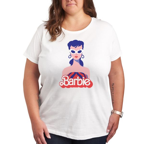 

Плюс красная футболка с графическим логотипом Barbie, белый