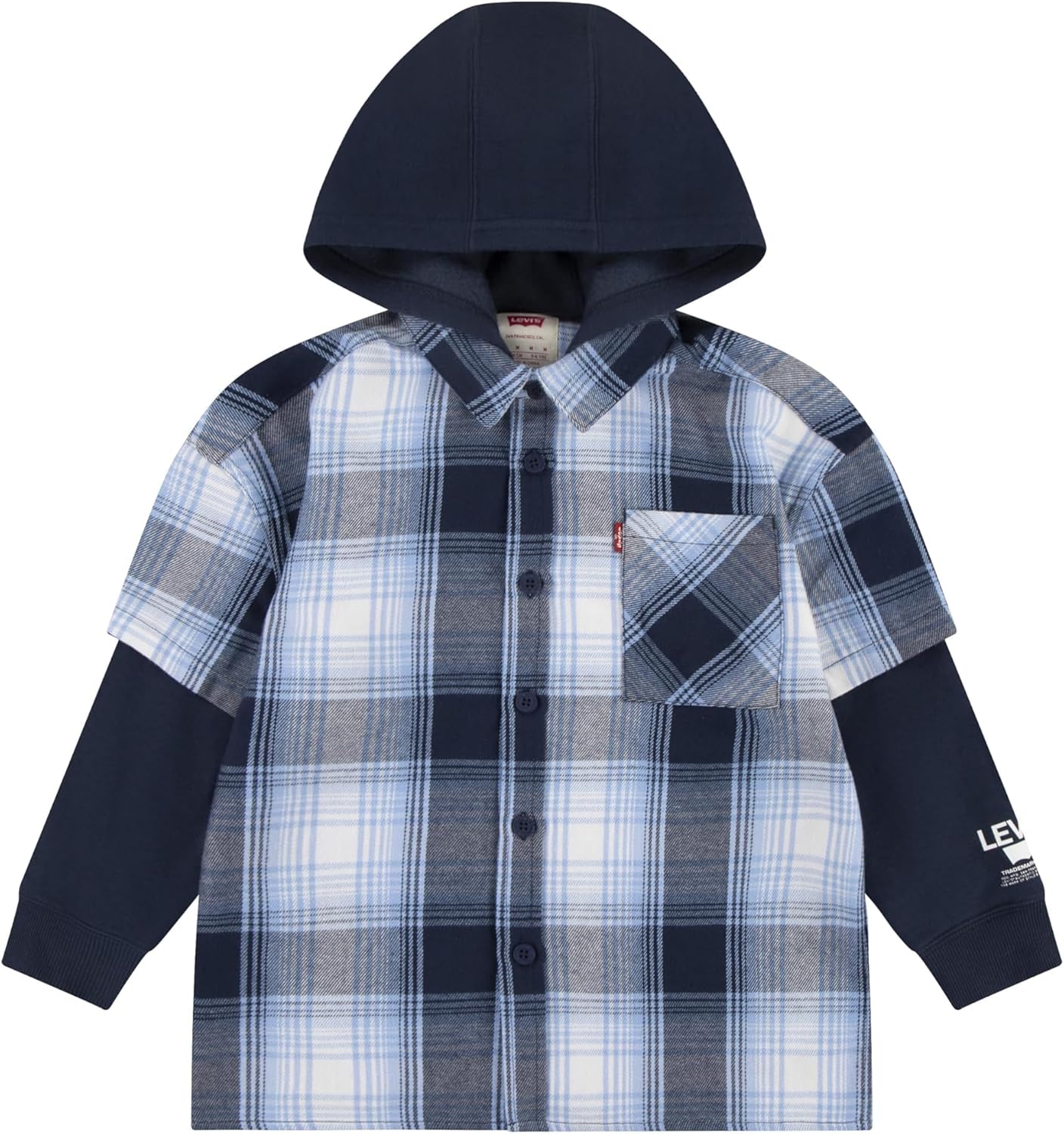 

Толстовка с длинным рукавом Levi's для мальчиков и фланелевая рубашка Twofer (для малышей), Vista Blue