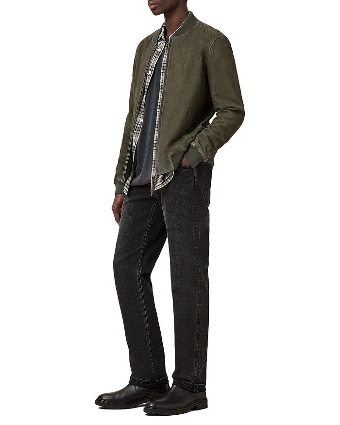Бомбер Buckley Regular Fit из вощеной козьей замши ALLSAINTS, зеленый — фото 3