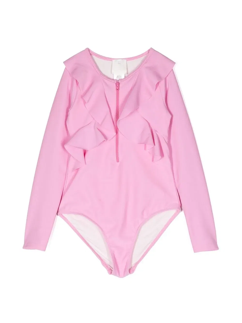 Купальник с длинными рукавами и оборками Givenchy Kids, розовый