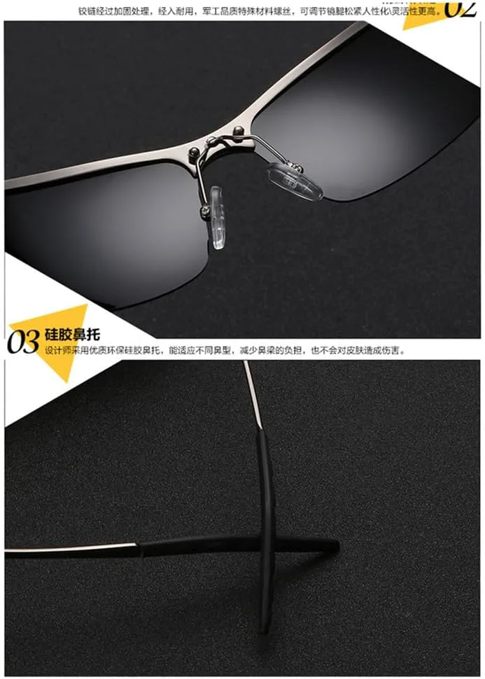 

Солнцезащитные очки без оправы прямоугольной формы с поляризованными линзами для мужчин, изготовленные из алюминия и магния, с линзами для вождения VFDHN, 2