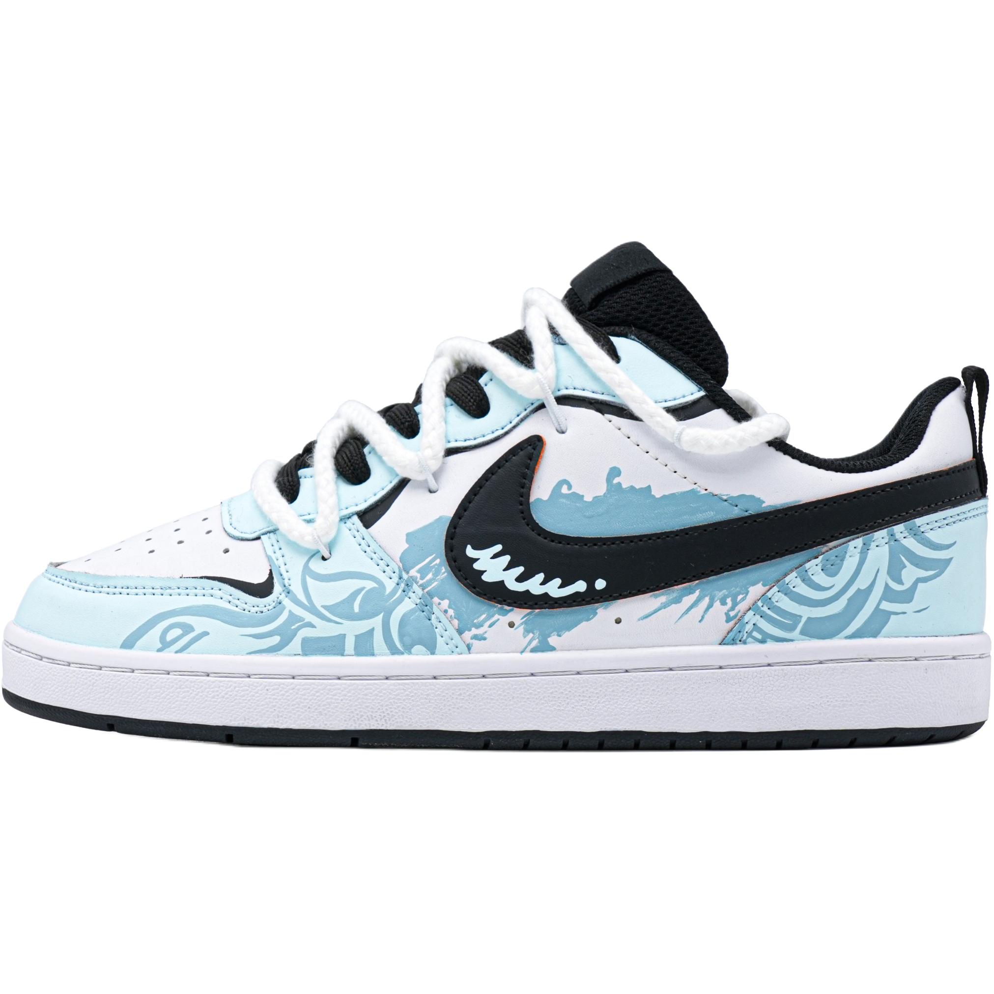 

Nike Кроссовки Court Borough Graffiti Street Cushioning, Wear Resistant Low top Teenagers' Skateboard Shoes Light Blue