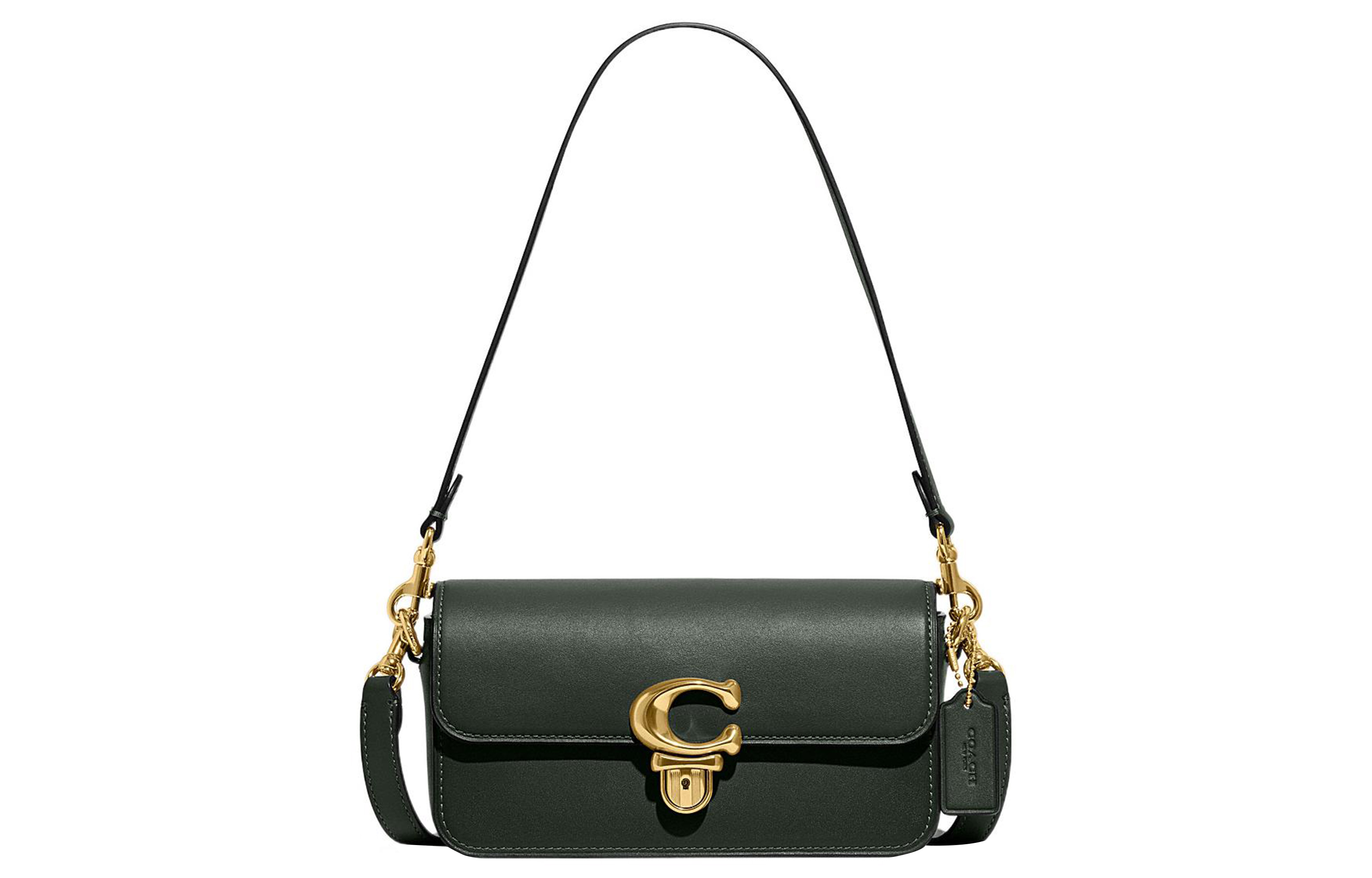 

COACH Сумка-багет Studio Glove Tanning Baguette Bag через плечо, сумка-трубы женская оливково-зеленая