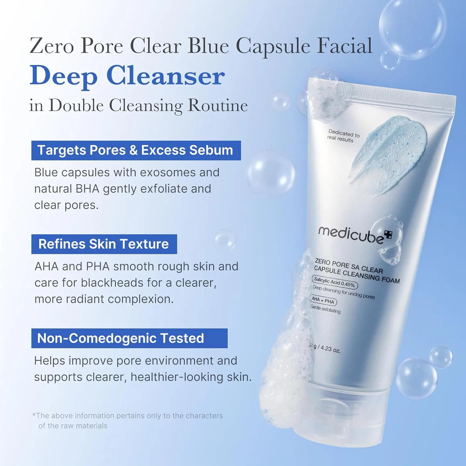 Крем для лица Medicube — Нежное очищающее средство «Zero Pore Clear Blue Capsule Cleanser» от, 120 г — фото 2