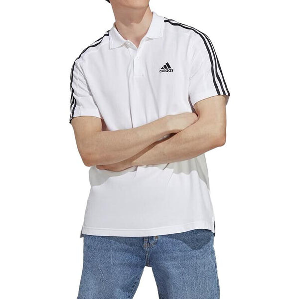 Рубашка поло Essentials пику вышитый маленький логотип 3 полоски Рубашка поло Adidas, белый — фото 2
