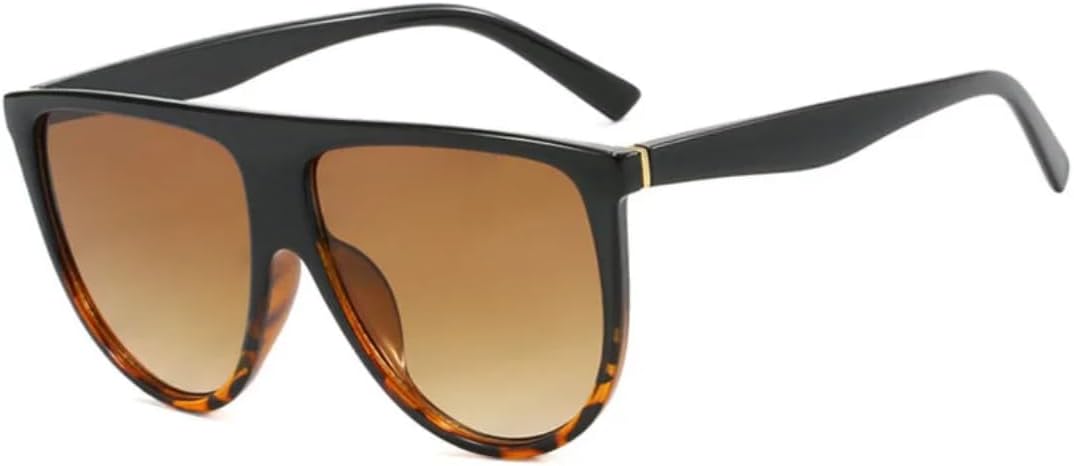 

Винтажные панк-солнцезащитные очки большого размера с плоской верхней частью для женщин, для велоспорта, активного отдыха, путешествий и вождения, защита от УФ-излучения UV400 VVTWSSW, Black Leopard Tea