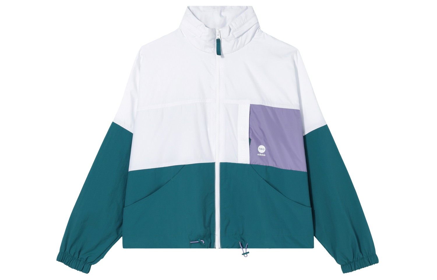 Adidas Neo Женская куртка бело-зеленая, White & Green — фото 3