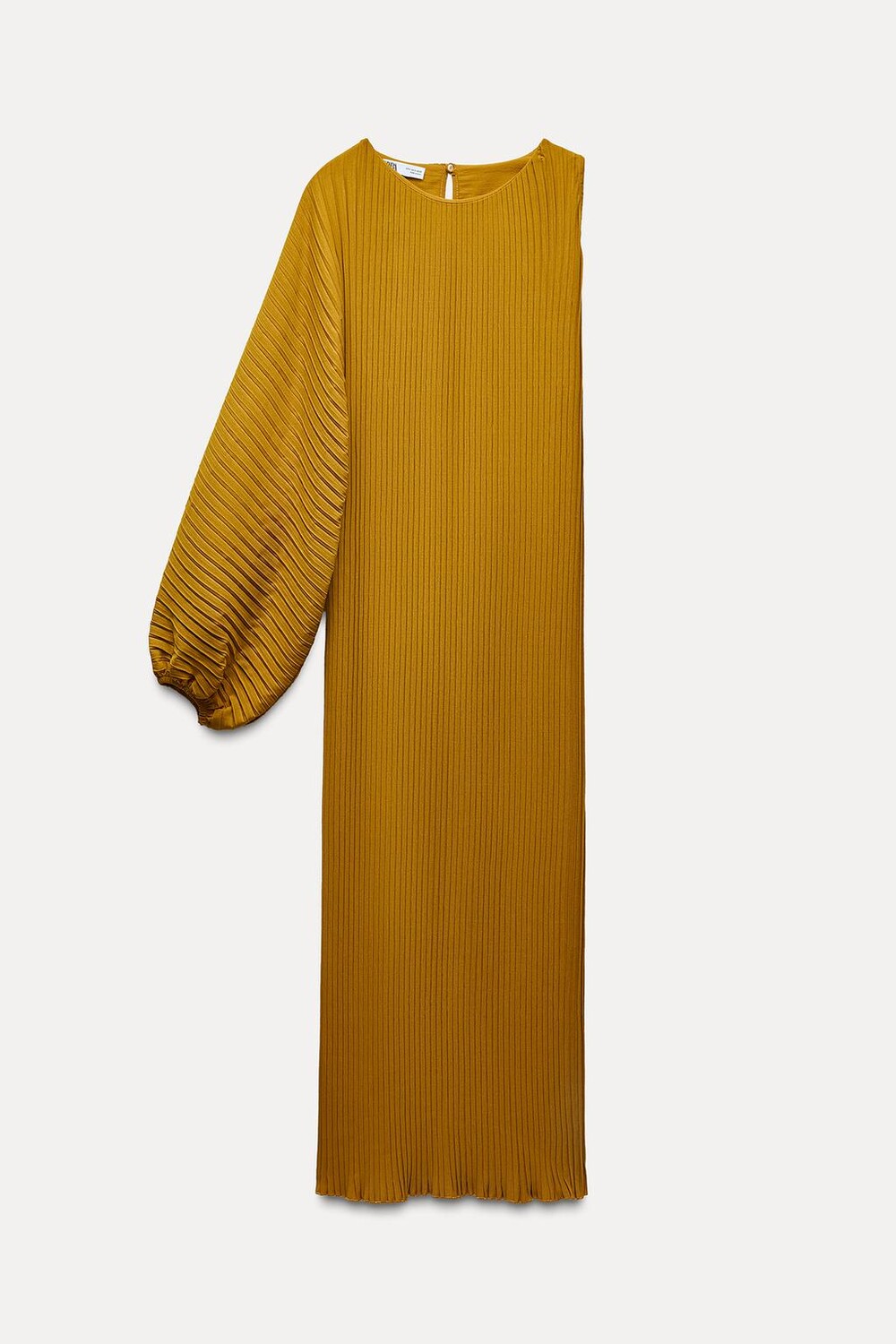 

Плиссированное асимметричное платье ZARA, цвет mustard
