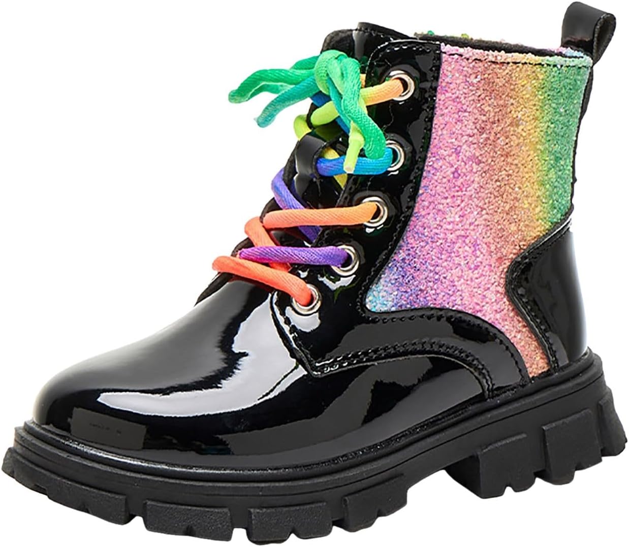 

Ботинки IWIHMIV для девочек, детские сапожки для верховой езды, кожаные сапоги с боковой молнией, на низком массивном каблуке, слипоны, зимние повседневные ботильоны, Black-1