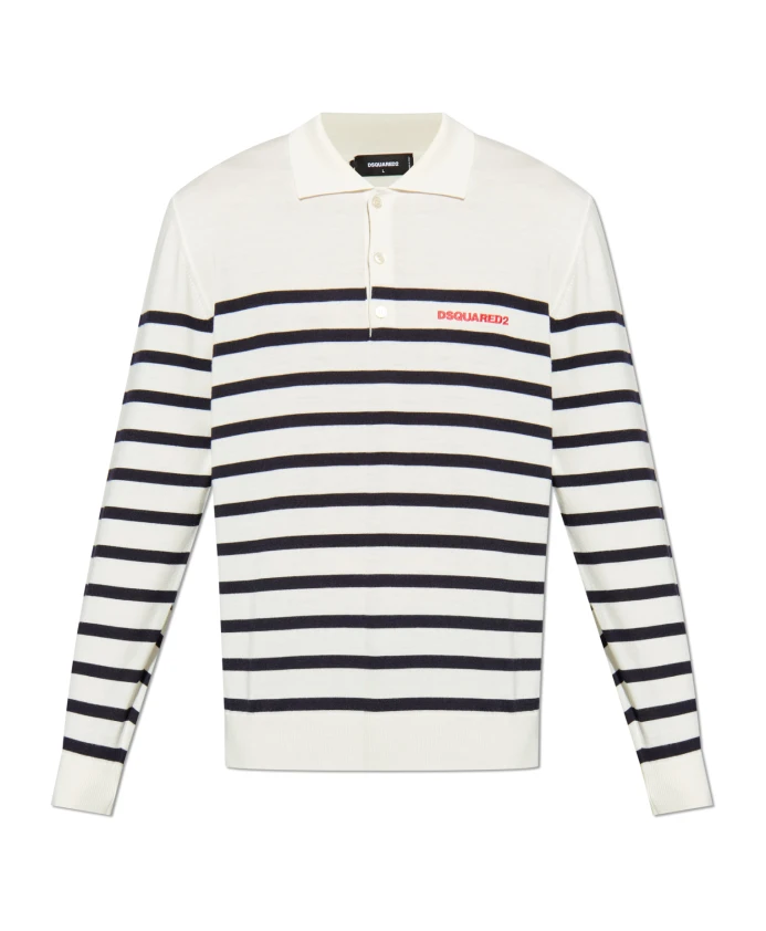 

Шерстяная рубашка-поло с логотипом Dsquared2, белый