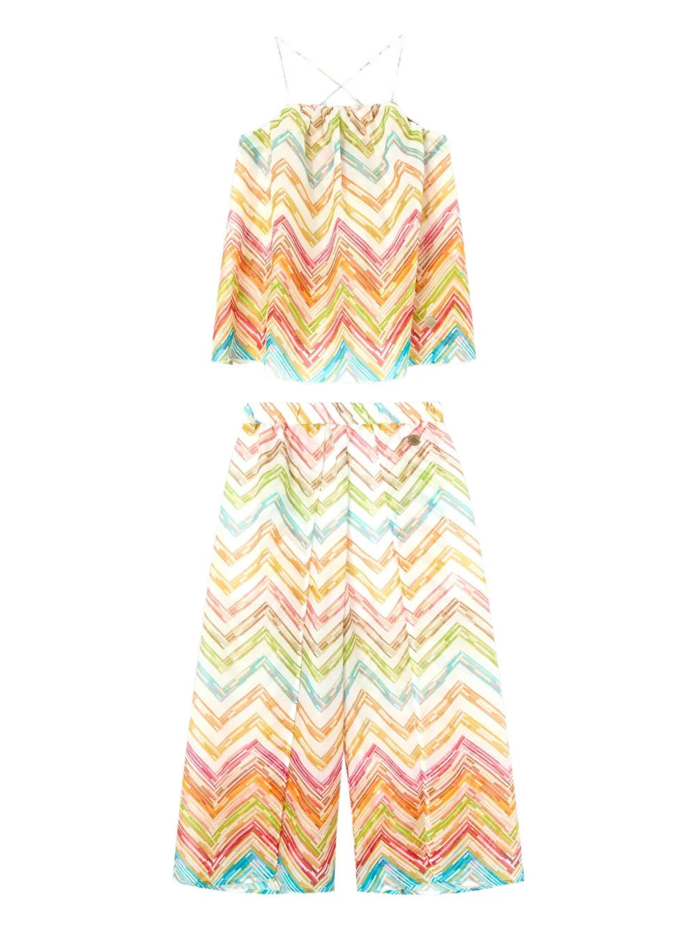 

Комплект брюк с шевронным принтом (комплект из двух штанов) Missoni Kids, коричневый